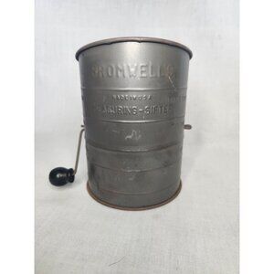Vintage Bromwell's 3 Cup Measuring Flour Sifter Metal Kitchen Utensil Rustic